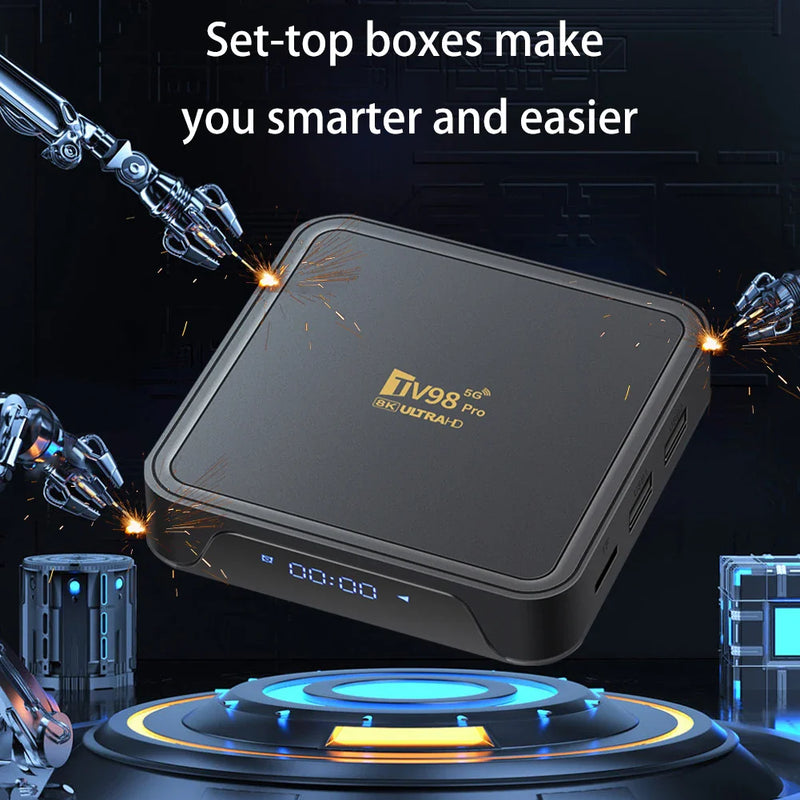 TV98 PRO ATV H313 Android 14.0 Smart TV Box 8K Quad Core 2.4G 5G Dual WiFi Voice Remote BT Media Player Set Top Box Android Box