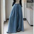 2024 Autumn New Loose-Fit Plus Size Women's Jeans Slimming Wide-Leg Ground-Length Simple Style Casual Ladies Pants