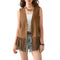 Women s Tassel Sleeveless Vest Rivet Open Front Sleeveless Long Jacket Hippie Streetwear