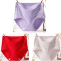 3pcs Cotton Women Panties Lady Plus Size Underwear Lace High Waist Briefs Breathable Solid Color Female Lingerie