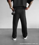 2025 Men's casual sleeveless crewneck suit, summer fashion all-match wide-leg pants trend sports street T-shirt two-piece set