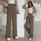 Women Suit Pant Korean Elastic High Waist Straight Pants Casual Loose Solid Simple Wide Leg Trousers Commuting Autumn Winter
