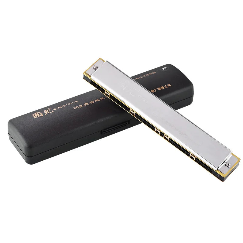 28 Holes Harmonica Accent / Polyphony C Key Harmonica rofessional Harmonica Tremolo Mini Harps Woodwind Instruments