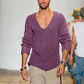 Oversized Loose Knitted Thin Sweaters for Men Fashion V-neck Long Sleeved Casual Knit Pullover Tops Men's Versatile Sweater Tops
