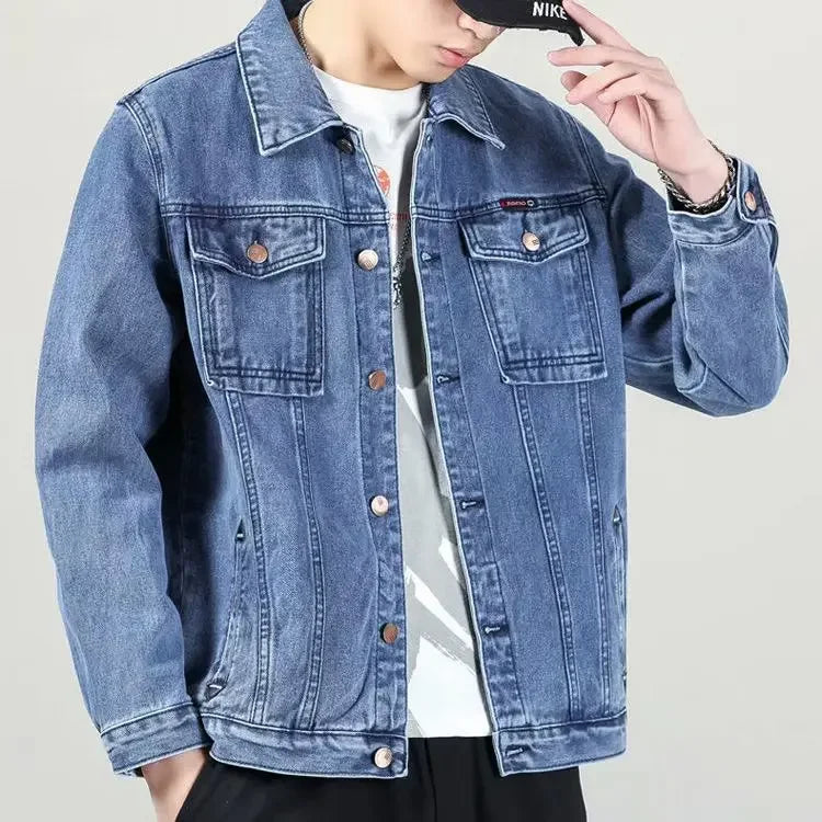 Spring Autumn Denim Jacket Men's Casual Workwear New Trendy High-end Feel Men's Jacket Clothing Regular Length
