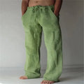 2025 Men's Cotton Linen Pants Oversized Jogger Sweatpants Casual Flower Print Plus Size Loose Wide Leg Pants Men Casual Trousers