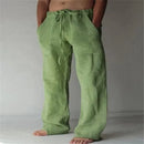 2025 Men's Cotton Linen Pants Oversized Jogger Sweatpants Casual Flower Print Plus Size Loose Wide Leg Pants Men Casual Trousers