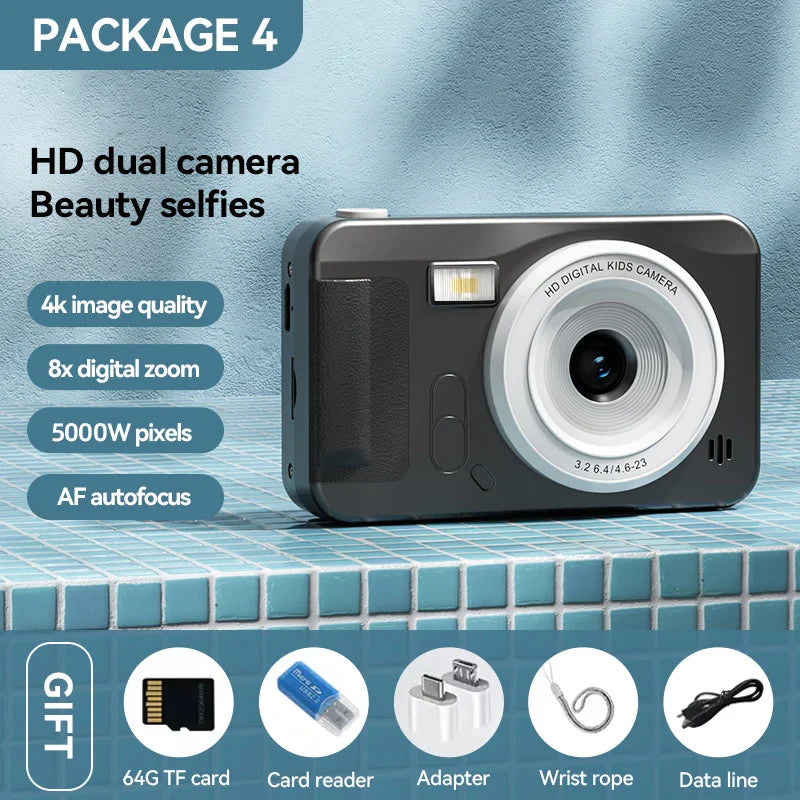 40MP 1080P Camera with Lanyard 8X Zoom Anti Shake 4K HD Auto Focus Support 64GB Card Selfie Digital Video Camera For Beginner