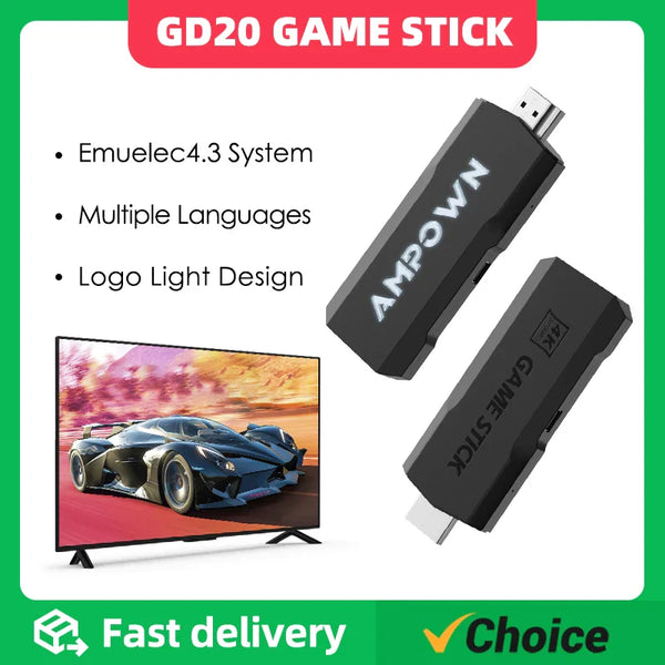 Ampown GD20 Game Console 4K 60fps HDMI Low Latency Output GD10 Ultra GD20 TV Game Stick Portable Retro Console Built-in 70K Game