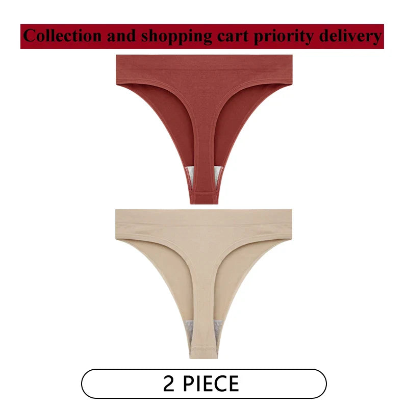 CINOON 2Pcs/Lot Women Sexy 5 Color Panties Low-waist Comfort Underwear G String Thong Breathable Lingerie Temptation Intimates