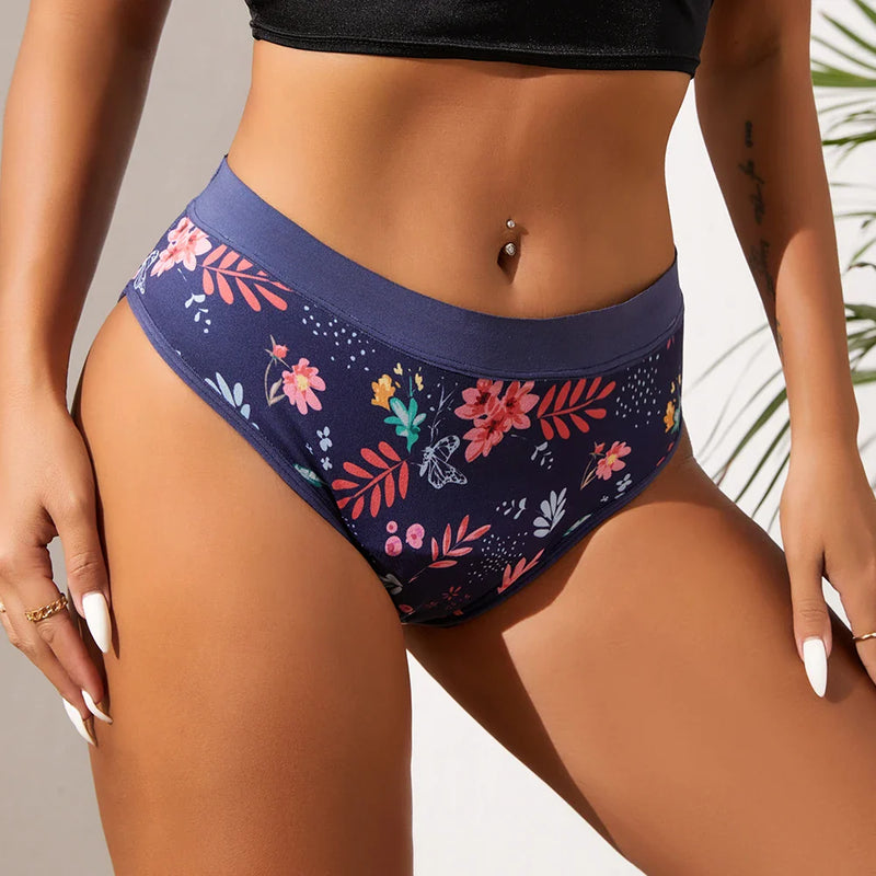 1pcs Girls Children Cotton Menstrual Panties For Teenager Printing Fabric Underwear 4-Layer Medium Flow Absorption Ladies Briefs