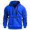 Men's hooded drawstring zipper pocket autumn and winter Hoodies fashion casual daily street solid color plus cashmere warm Tops