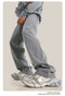 380g Men's Plus Size 100% Cotton Acid-Washed Casual Long Pants Jogger Sports Trousers Male High Quality Retro washing Sweatpant