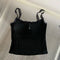 Summer Lace Strap Patchwork Camisole Women Solid Color Sleeveless Buttons Tank Top