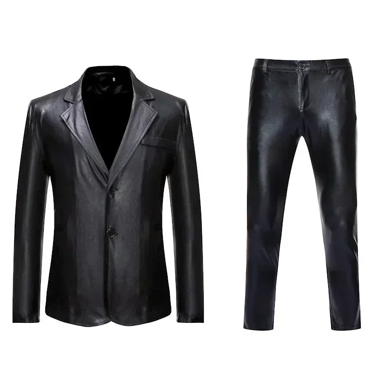 Men's Suit Sets Chic Shiny Gold 2 Pieces Suits Blazer+Pants Sets Stage Perform Clothes Party Nightclub Dancer Costume Sets Men