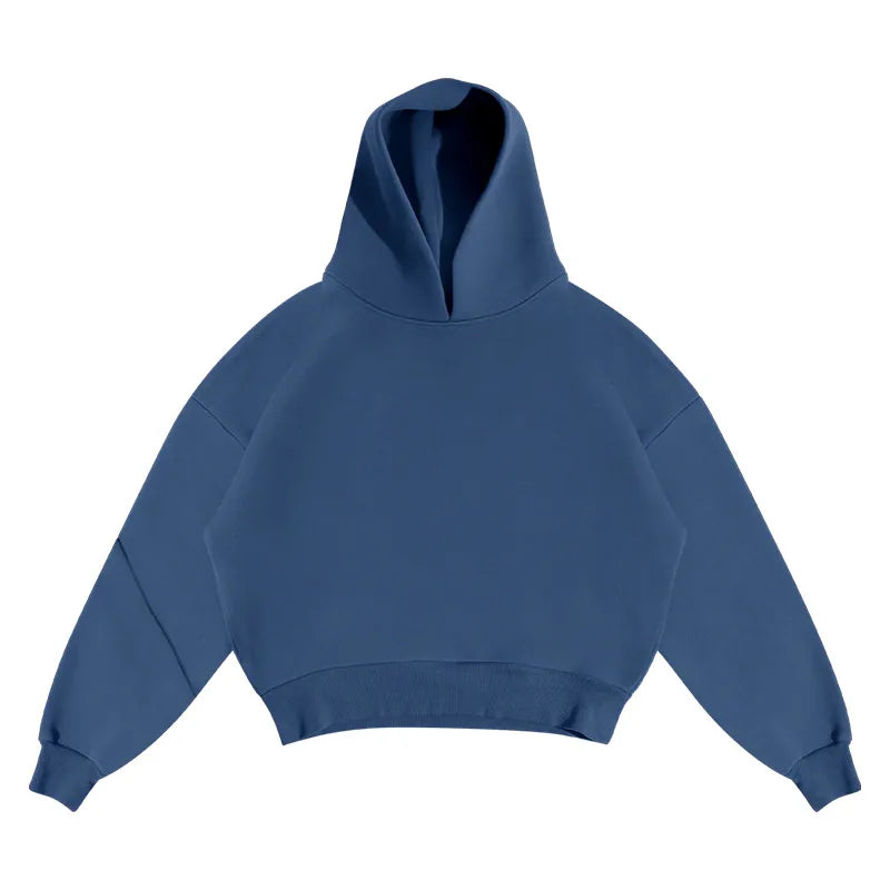 2025 European and American casual simple couple fashion hooded sweatshirt solid color loose sweatshirt sweatpants