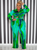 Perl Plus Size Two Piece Outfits Tie Dye Women Fall Clothing Fashion Top and Pants Leggings Matching Set Autumn Tracksuit Xl-5xl