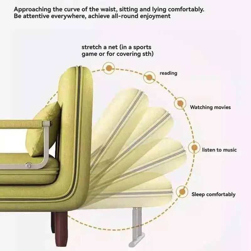 Sofa Bed, Multifunctional Dual-purpose Fabric Sofa, Foldable Small Unit Living Room, Office, Lunch Break, Nap, Single Bed