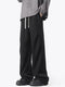 New Korean Fashion Pleated Wide-leg Sweatpants For Men Hip Hop Solid Color Baggy Pants Y2K Streetwear Gray Straight Trousers