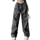 Y2K Baggy Cargo For Women Drawstring Elastic Low Waist Parachute Sweatpants Loose Hippie Pants Trousers