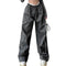 Y2K Baggy Cargo For Women Drawstring Elastic Low Waist Parachute Sweatpants Loose Hippie Pants Trousers