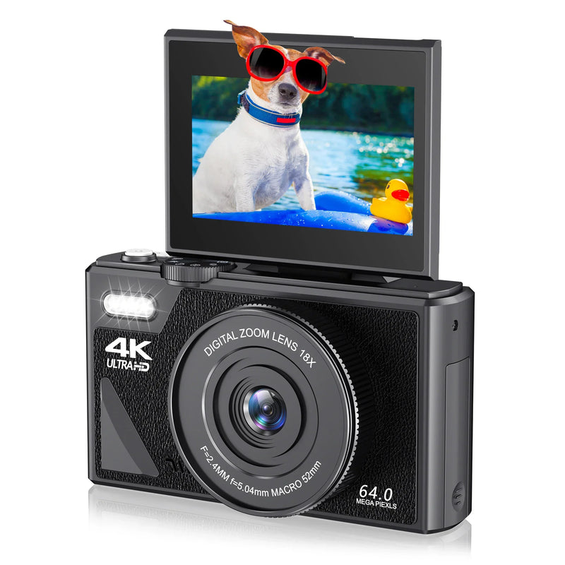 18X Digital Zoom Cameras for Photography 4K YouTube Vlog Video Cameras with 3’’ Flip Screen Anti-shake Selfie Camcorder