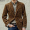 2025 Autumn Winter Men's Coat Jackets Corduroy Casual Suits With Shoulder Pads Fashion Lapel Long-Sleeved Solid Jacket Models