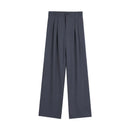 Women Suit Pant Korean Elastic High Waist Straight Pants Casual Loose Solid Simple Wide Leg Trousers Commuting Autumn Winter