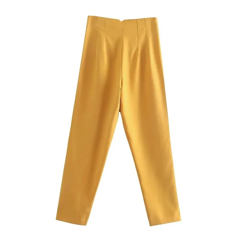 TRAF Ladies Pants Office Wear Black Pink White Pants for Women Fashion High waist Formal Pants Office outfits Pencil Trousers