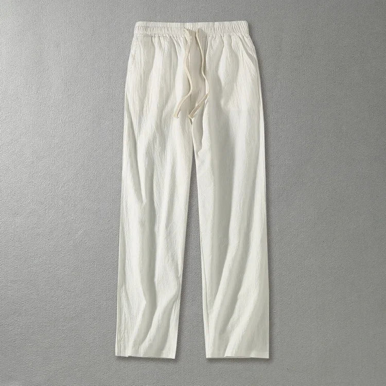 Plus Size 8XL 9XL Pants Men's Solid Cotton Linen Loose Casual Trouser Fashion Drawstring Straight Joggers Vintage Sweatpants Men