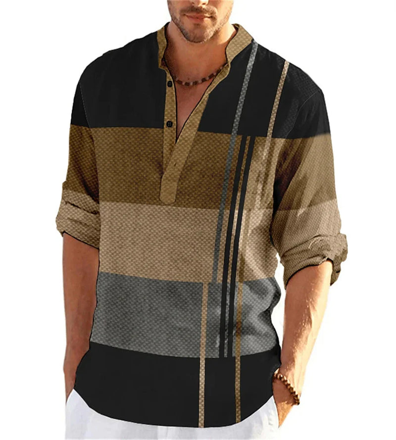 Men's First POLO Shirt Striped Color Contrast Design Light Comfortable Breathable Fashion Long Sleeve Spring And Autumn Style
