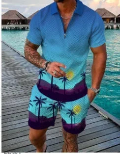 2025 Summer Men Clothing Fashion Short Sleeve Polo Shirt+shorts Sets 3D Print Trend Tracksuits Breathable Men's 2PCS Sets S-5XL