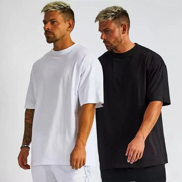 Men's 260gsm Heavyweight Cotton T-Shirt Oversized Drop Shoulder Round Neck Short Sleeve Tee Multi Colors/Sizes