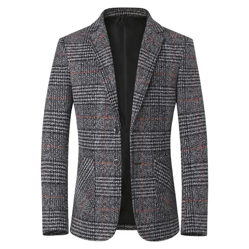 New Spring Autumn Men Plaid Blazers Jackets Male Korean Design Slim Suits Coats Business Casual Slim Fit Blazers Men's Clothing