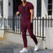 The new 2025 AliExpress Men's casual solid color Waffle rope short-sleeved summer casual pants suit