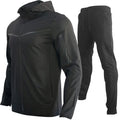 Men's Autumn-Winter Full Set with Hood Sports Jacket ,Sweatshirt Long Sleeves Pants Color-blocked Open Cardigan TightHoodie Suit