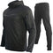 Men's Autumn-Winter Full Set with Hood Sports Jacket ,Sweatshirt Long Sleeves Pants Color-blocked Open Cardigan TightHoodie Suit