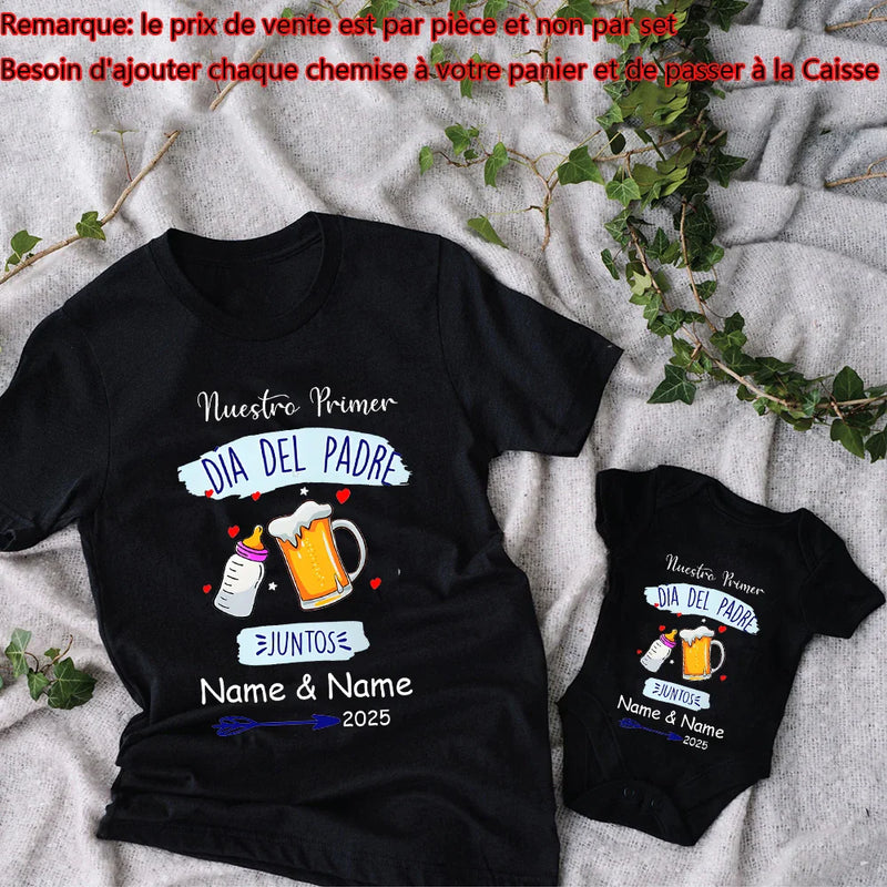 Customized Fathers Day Gifts Our First Father's Day Baby Bodysuits Daddy T-shirts Family Clothes Custom Name Father'sDay Outfits