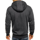 Solid Color Men Hooded Jacket Casual Long Sleeve Hoodie Zipper Gym Sports Hoodie Fashion