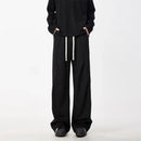 New Korean Fashion Pleated Wide-leg Sweatpants For Men Hip Hop Solid Color Baggy Pants Y2K Streetwear Gray Straight Trousers