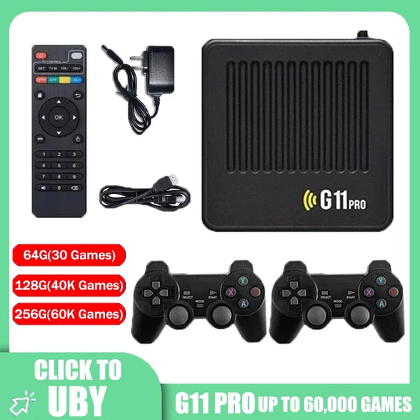 G11 Pro Video Game Console 4K HD 2.4G 256GB Wireless Controller Emuelec4.3 S905X2 Dual System Family Gamebox Built-in 60000 Game