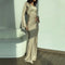 Fashionable new round neck long sleeved lace up solid color elegant waist cinching dress