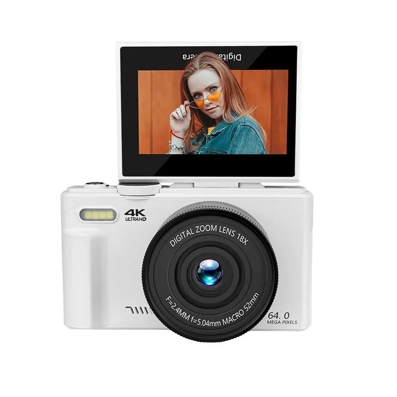 18X Digital Zoom Cameras for Photography 4K YouTube Vlog Video Cameras with 3’’ Flip Screen Anti-shake Selfie Camcorder