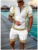 2025 Summer Men Clothing Fashion Short Sleeve Polo Shirt+shorts Sets 3D Print Trend Tracksuits Breathable Men's 2PCS Sets S-5XL