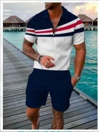 2025 Summer Men Clothing Fashion Short Sleeve Polo Shirt+shorts Sets 3D Print Trend Tracksuits Breathable Men's 2PCS Sets S-5XL