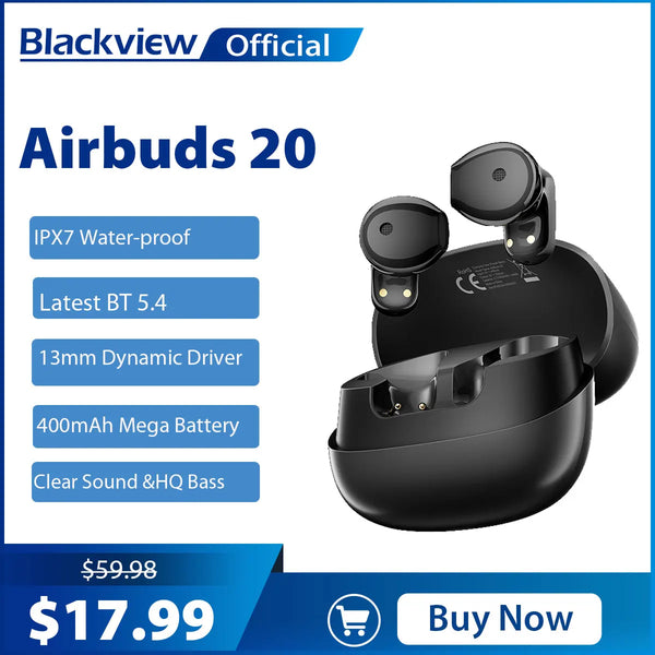Blackview Airbuds 20 Headset Wireless Headphones TWS Sports Air Conduction Bass ENC Earphones TWS With Mic 400mAh