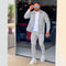 2023 AliExpress Amazon cross-border Spring and Fall zipper pocket lapel trend jacket pants men's sports street suit