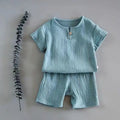 Summer Children's Clothing Set for 0-7Y Boys & Girls Cotton Linen Muslin Suit T-shirt Tops + Shorts 2pcs Baby Loungewear Outfit