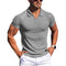 Men Turn Down Collar Short Sleeve Slim T-shirts Summer Male Solid Knitted Tee Tops LXDZ-KJ-P6-V