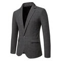 Classic Men's Casual Blazer Jackets SIngle Button Vintage Check Suit Coat Male Khaki